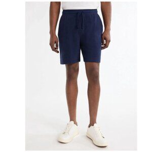 Free Assembly Men's Textured Cotton Pull On Shorts, 7" Inseam, Sizes Small